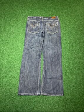 Vintage Y2K Low Rise Bootcut Jeans, Urban Pipeline Pants Trendy Skater (32x30)